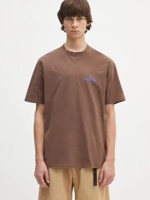 Gramicci t-shirt bawełniany Climbing Equipment Tee męski kolor brązowy z nadrukiem G5SU.T165