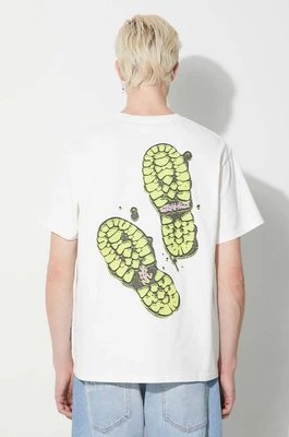 Gramicci t-shirt bawełniany Footprints Tee męski kolor biały z nadrukiem G3FU.T071
