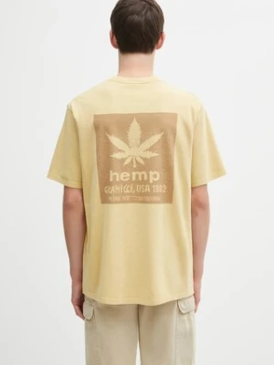 Gramicci t-shirt bawełniany Hemp męski kolor żółty z nadrukiem G5FU.T081