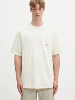 Gramicci t-shirt bawełniany One Point Tee Pigment Dyed męski kolor beżowy z aplikacją G304.OGJ.PG