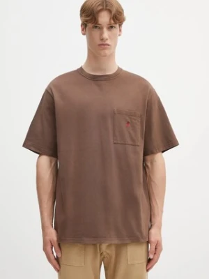 Gramicci t-shirt bawełniany One Point Tee Pigment Dyed męski kolor brązowy z aplikacją G304.OGJ.PG