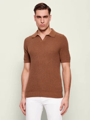 Gran Sasso Polo | Slim Fit frotté brązowy