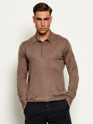 Gran Sasso Wełniane polo Tennis | Slim Fit | z dodatkiem jedwabiu brązowy