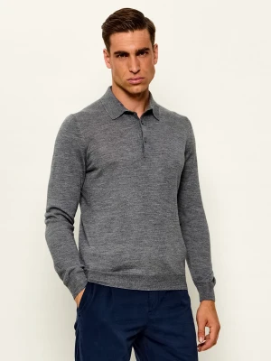 Gran Sasso Wełniane polo Tennis | Slim Fit | z dodatkiem jedwabiu szary