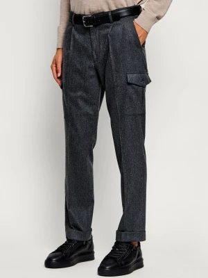 Gran Sasso Wełniane spodnie chino | Tapered fit grafitowy