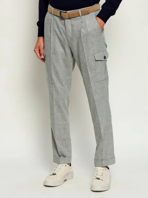 Gran Sasso Wełniane spodnie chino | Tapered fit szary