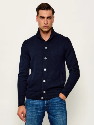 Gran Sasso Wełniany kardigan Corean | Regular Fit granatowy