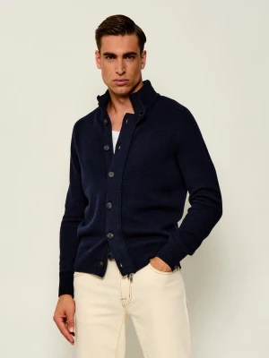 Gran Sasso Wełniany kardigan | Regular Fit granatowy