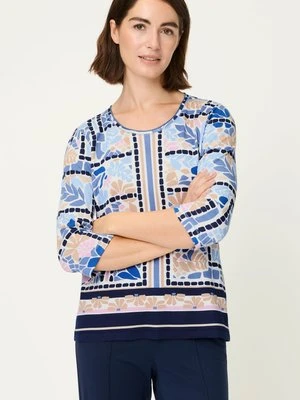 Granatowa bawełniana bluzka damska Hannah z roślinnym wzorem – Refresh Olsen