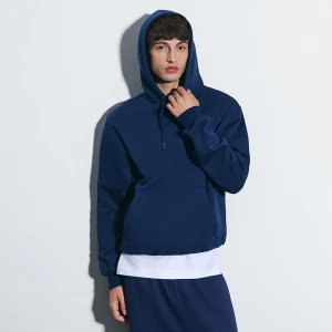 Granatowa bluza basic regular fit z kapturem House