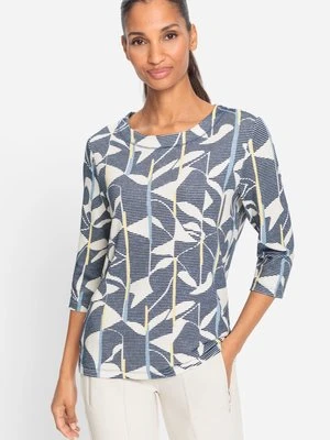 Granatowa bluza damska Henny Jersey ze wzorem – Marina City Olsen