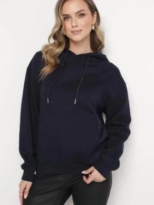 Granatowa Bluza Kangurka z Kapturem i Szeroką Kieszenią Rihea studio eleven
