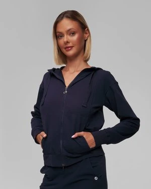Granatowa Bluza Rozpinana Damska Deha