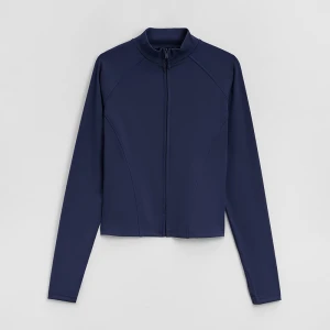 Granatowa bluza rozpinana slim fit z reglanowym rękawem House