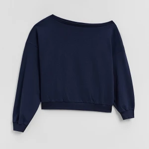 Granatowa bluza z dekoltem one shoulder i długim rękawem House