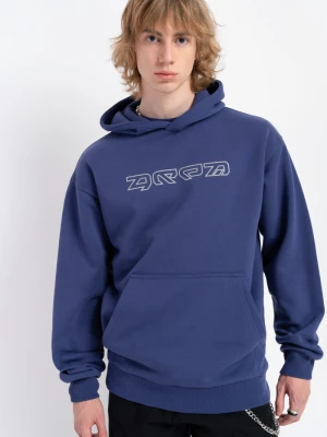 Granatowa bluza z kapturem z kontrastowym nadrukiem Reporter