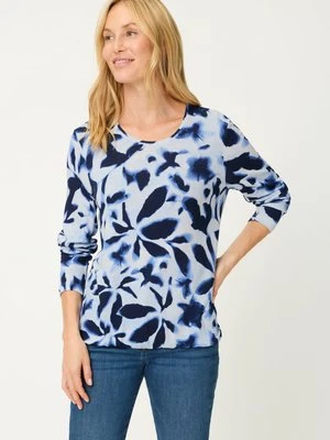 Granatowa bluzka damska Clara z roślinnym wzorem – Refresh Olsen