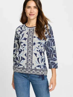 Granatowa bluzka damska Clara ze wzorem w stylu boho – Vintage Romance Olsen