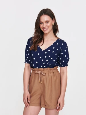 Granatowa bluzka w białe grochy Top Secret