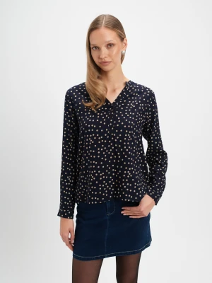 Granatowa bluzka w groszki Top Secret