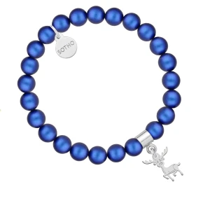 Granatowa bransoletka z pereł SWAROVSKI® CRYSTAL ze srebrnym reniferkiem SOTHO