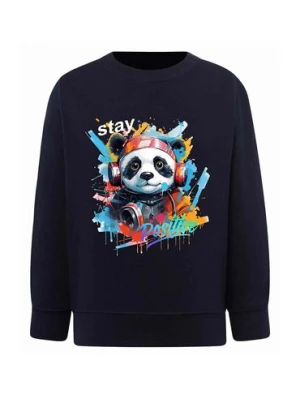 Granatowa chłopięca bluza z nadrukiem - Panda TUP TUP