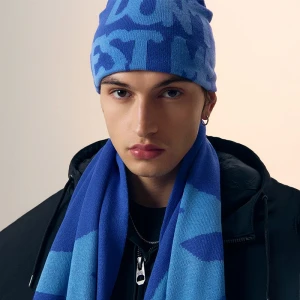Granatowa czapka beanie męska z napisem Don't test me House