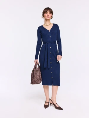 Granatowa dopasowana sukienka midi TARANKO