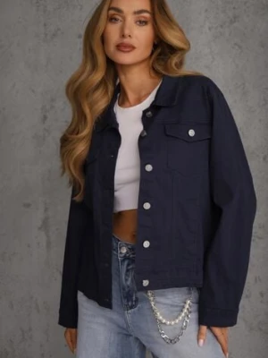 Granatowa Jeansowa Kurtka z Bawełny Perilopei melya by melody