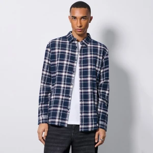 Granatowa koszula flanelowa w kratę House