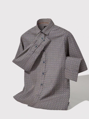 Granatowa koszula męska w drobny wzór Pako Lorente
