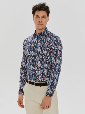 Granatowa koszula w kolorowy wzór Pako Lorente