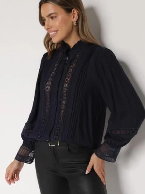 Granatowa Koszula ze Stójką i Koronką Argochis bisou's project