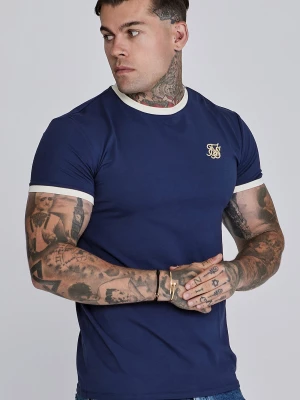 Granatowa koszulka męska typu ringer SikSilk