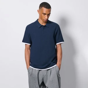 Granatowa koszulka polo z białymi wstawkami House