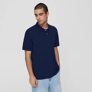 Granatowa koszulka polo z małym haftem House