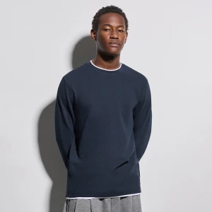 Granatowa koszulka z długim rękawem i białą lamówką House