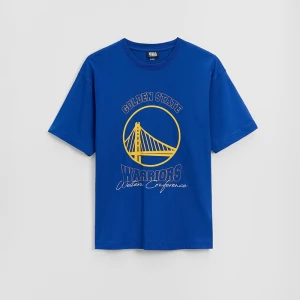Granatowa koszulka z nadrukiem Golden State Warriors House