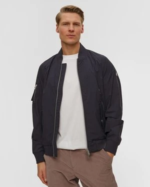 Granatowa Kurtka Bomberka Męska Moose Knuckles Courville Bomber Crinkle