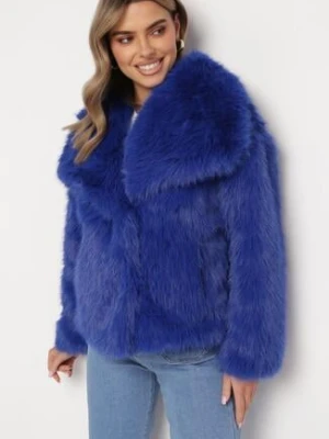 Granatowa Kurtka Futro z Wsuwanymi Kieszeniami Liriena ann gissy