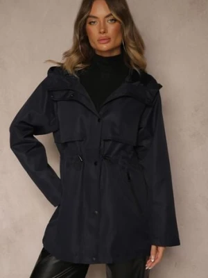 Granatowa Kurtka Parka o Klasycznym Kroju z Kapturem Cenelle melya by melody