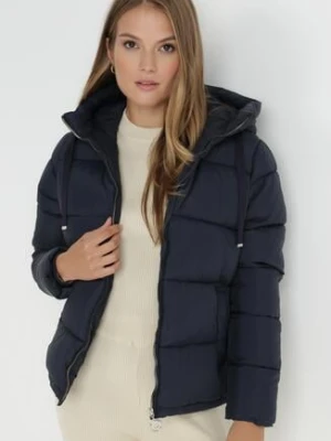 Granatowa Kurtka Puffer Pikowana z Kapturem Shannone bh forever