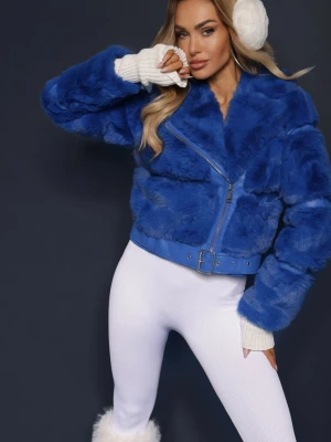 Granatowa Kurtka z Futerkiem Shetty New Collection