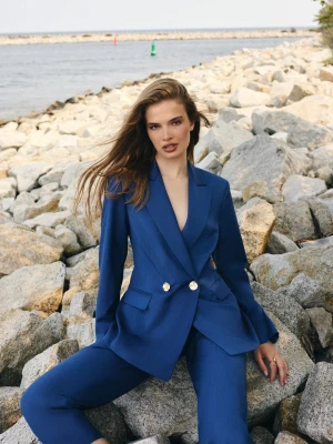 Granatowa marynarka z guzikami w złotym kolorze TARANKO