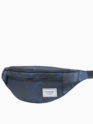 Granatowa materiałowa nerka we wzór camo Puccini