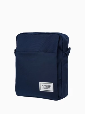 Granatowa materiałowa torba męska typu listonoszka Puccini