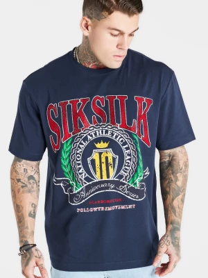 Granatowa oversize koszulka varsity męska SikSilk