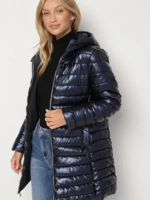 Granatowa Pikowana Kurtka Dwustronna z Kapturem Alarrise melya by melody