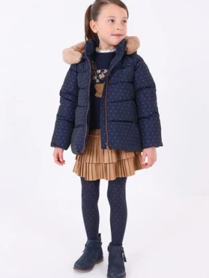 Granatowa pikowana kurtka dziewczęca zimowa w kropeczki Mayoral
