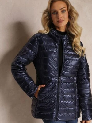 Granatowa Pikowana Kurtka Zasuwana Blaia j.style